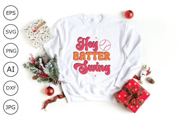 Hey Batter Swing Retro Design Graphics