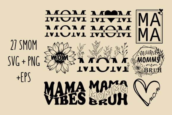 Mama Svg Bundle Mom Outline Clipart