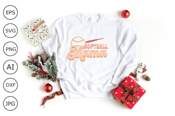 Softball Mama Retro Design Graphics